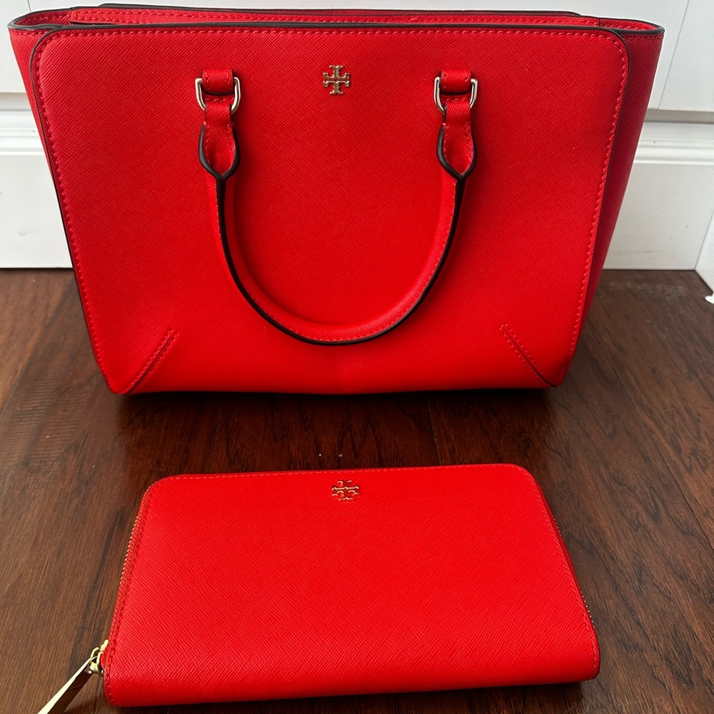Tory Burch Red handbag with matching wallet